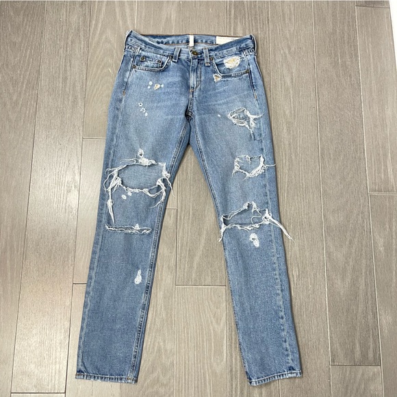 Rag & Bone New York Boyfriend Distressed Beckers Blue Denim Jeans Slouchy Y2K 23 - Picture 4 of 16